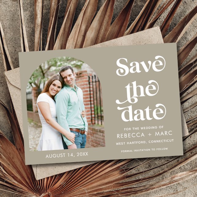 Modern Arch Photo Bröllop spara datum Datumet (Modern Arch Photo Wedding Save the Date)