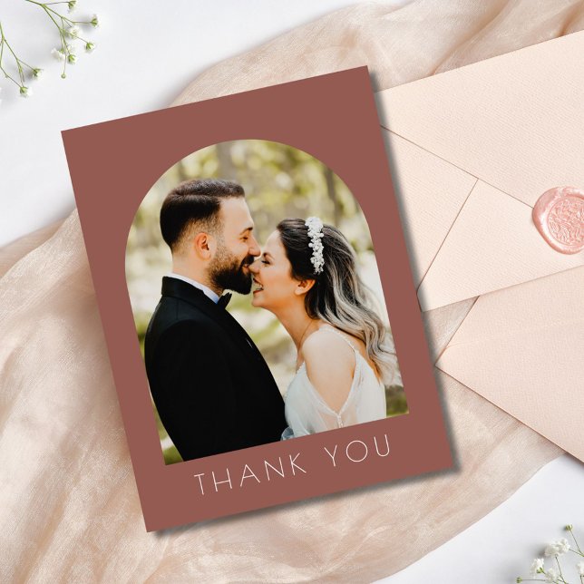 Modern Arch Photo Bröllop Tack vykort (Modern Arch Photo Wedding Thank You Postcard)