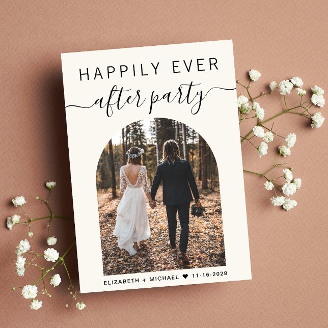 Modern Arch Photo Cream bröllopsmottagning Inbjudningar (Skapare uppladdad)