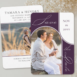 Modern Arch Photo Elegant Calligraphy Lila Spara Datumet