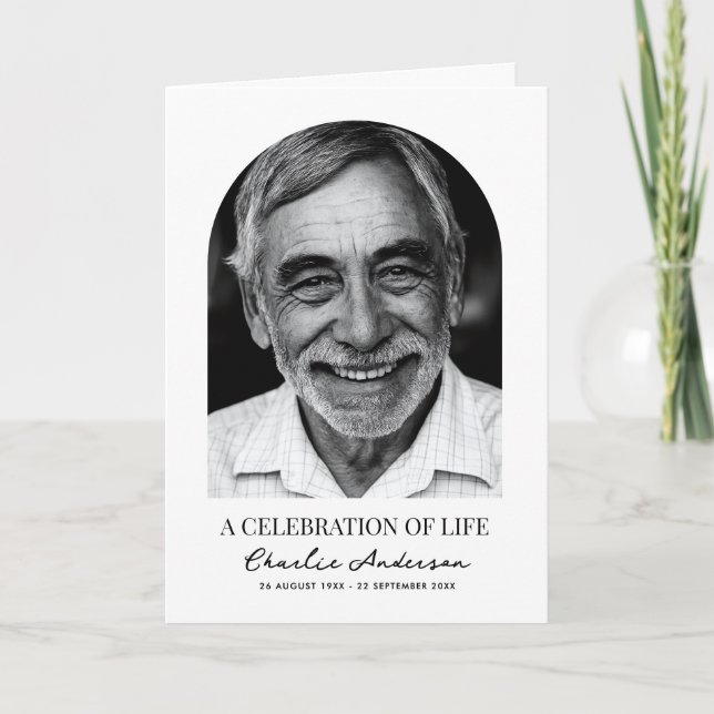Modern Arch Photo Folded 4-Page Funeral Program (Framsida)