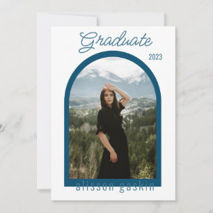 Modern Arch Photo grad-meddelande 2023 blått Inbjudningar