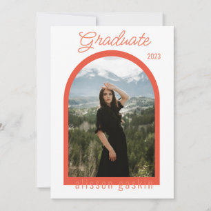 Modern Arch Photo grad-meddelande 2023 rött Inbjudningar