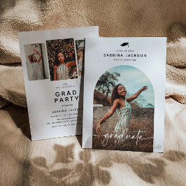 Modern Arch Photo Graduation Party Inbjudningar