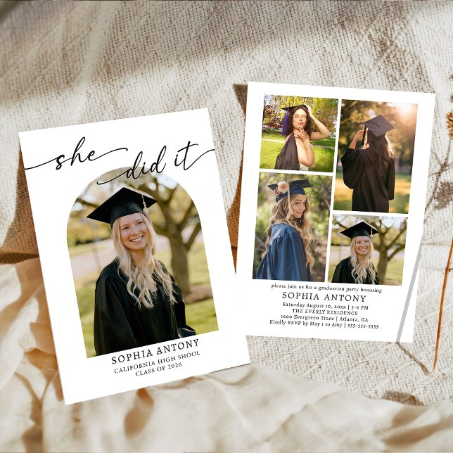 Modern Arch Photo Graduation Party Invitation Inbjudningar (Skapare uppladdad)