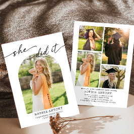 Modern Arch Photo Graduation Party Invitation Inbjudningar