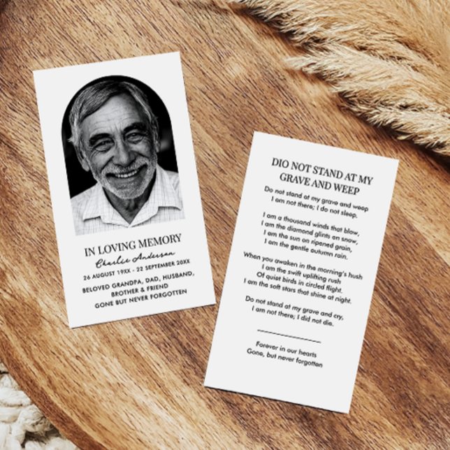 Modern Arch Photo Memorial Prayer-kort Visitkort (Skapare uppladdad)