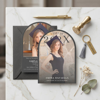 Modern Arch Photo Minimalist Graduation | PhotoPop Inbjudningar