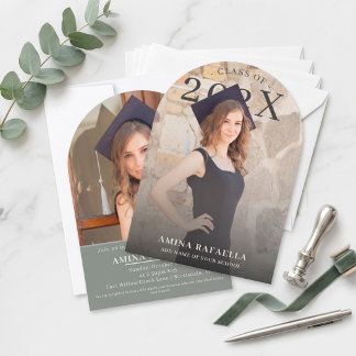 Modern Arch Photo Minimalist Graduation | PhotoPop Inbjudningar