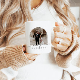 Modern Arch Photo Mrs. Bride Gift Kaffemugg