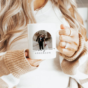 Modern Arch Photo Mrs. Bride Gift Kaffemugg
