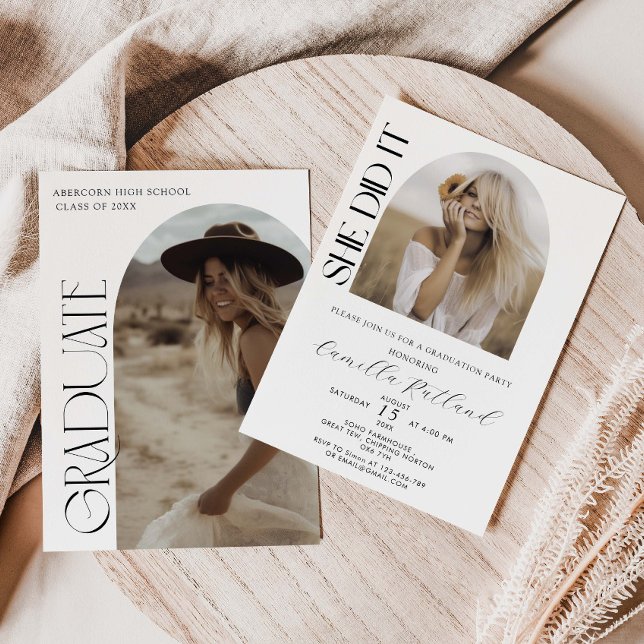 Modern Arch Photo Studenten-meddelande Inbjudningar (Skapare uppladdad)