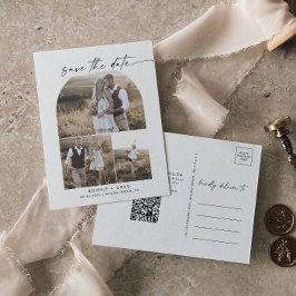 Modern Arch QR-kod Fotokollage Spara datum Inbjudan Vykort