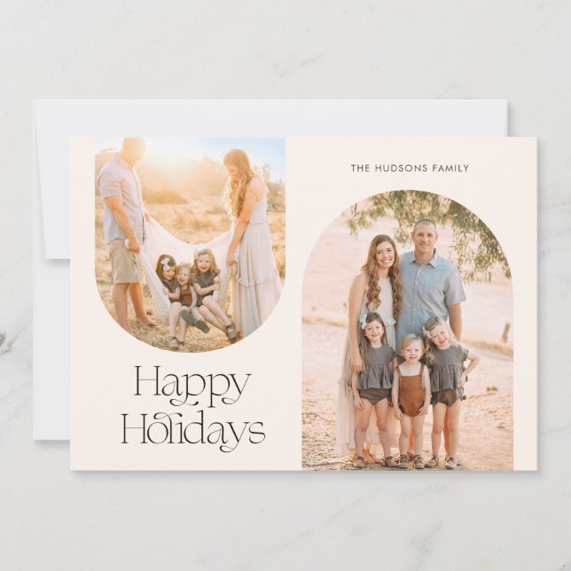 Modern Arch Ram Black Calligraphy Collage Holida Julkort (Framsida)