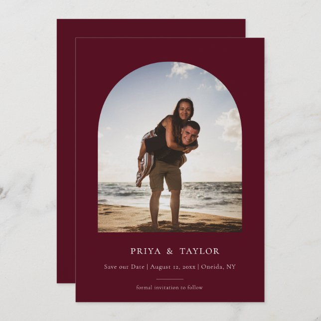 Modern Arch Ram - platt spara datumfoto-kortet Spara Datumet (Fram/baksida)