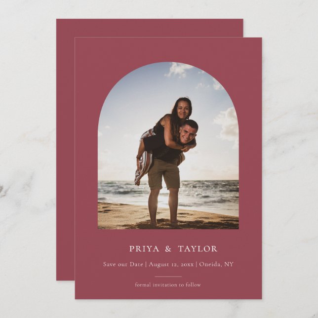 Modern Arch Ram - platt spara datumfoto-kortet Spara Datumet (Fram/baksida)