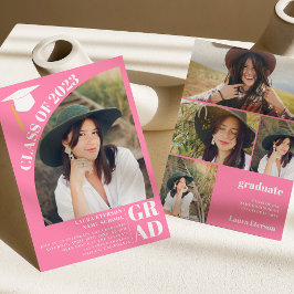 Modern Arch rosa 5 foton studenten Inbjudningar