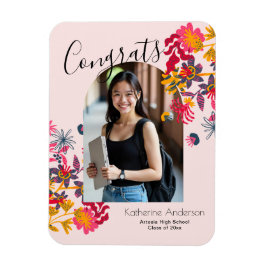 Modern Arch Rosa Blommigt Photo Studenten Magnet