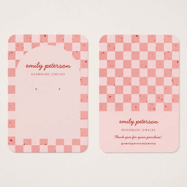 Modern Arch Rosa Red Jewellry Card Visitkort (Framsida & baksida)