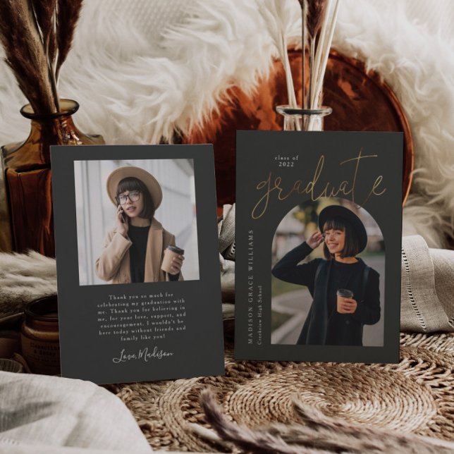 Modern Arch Studenten Guld Charcarbon Grått Inbjudningar (Skapare uppladdad)