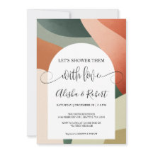 Modern Arch Terracotta Sage Par Shower Inbjudan