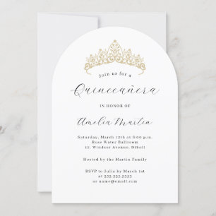Modern Arch Tiara Quinceanera med enkel Elegant Inbjudningar