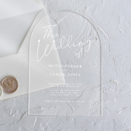 Modern arch white calligraphy-skript bröllop