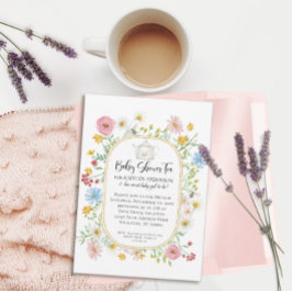 Modern Arch WildblommBlommigt Bees Tea Party Girl Inbjudningar