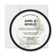 Modern arched Black Guld Bröllop Botanical Theme