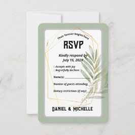 Modern arched Black Guld Bröllop Botanical Theme OSA Kort