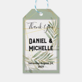 Modern arched Black Guld Bröllop Botanical Theme Presentetikett