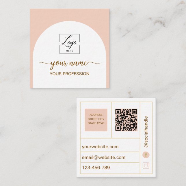 Modern Arched Qr Code Logo Business Card Fyrkantigt Visitkort (Fram/baksida)