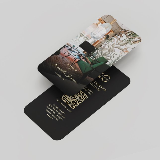 Modern Architect Insida Designer Monogram Black Visitkort (Modern Architect Interior Designer Monogram Black Business Card
)