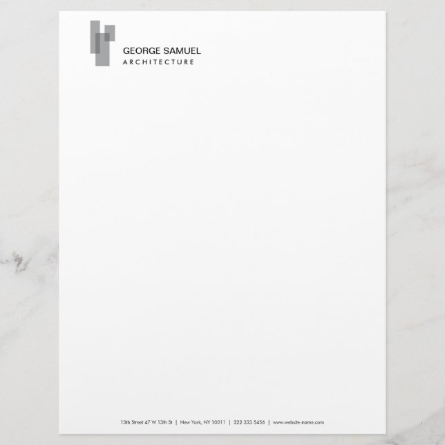 Modern Architectural Blocks Logo Gray/White  Brevhuvud (Framsida)