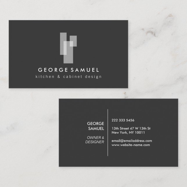 Modern Architectural Blocks Logo II White/Gray Visitkort (Fram/baksida)