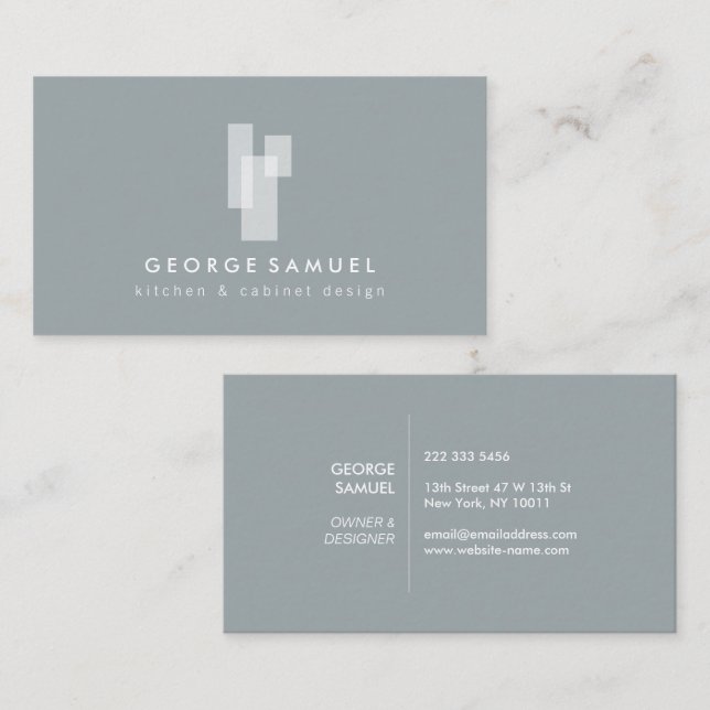 Modern Architectural Blocks Logo II White/Slate  Visitkort (Fram/baksida)