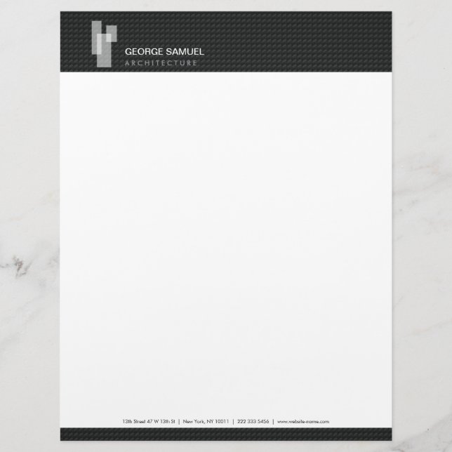 Modern Architectural Blocks Logo White/Gray  Brevhuvud (Framsida)
