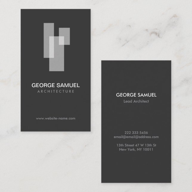 Modern Architectural Blocks Logo White/Gray  Visitkort (Fram/baksida)