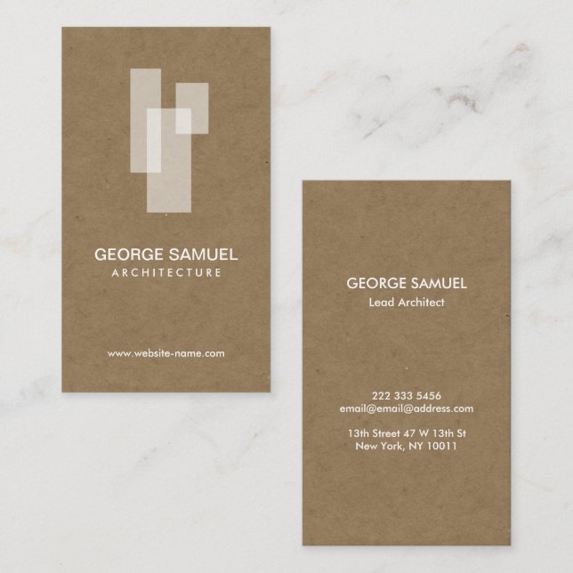 Modern Architectural Blocks Logo White/Kraft  Visitkort (Fram/baksida)