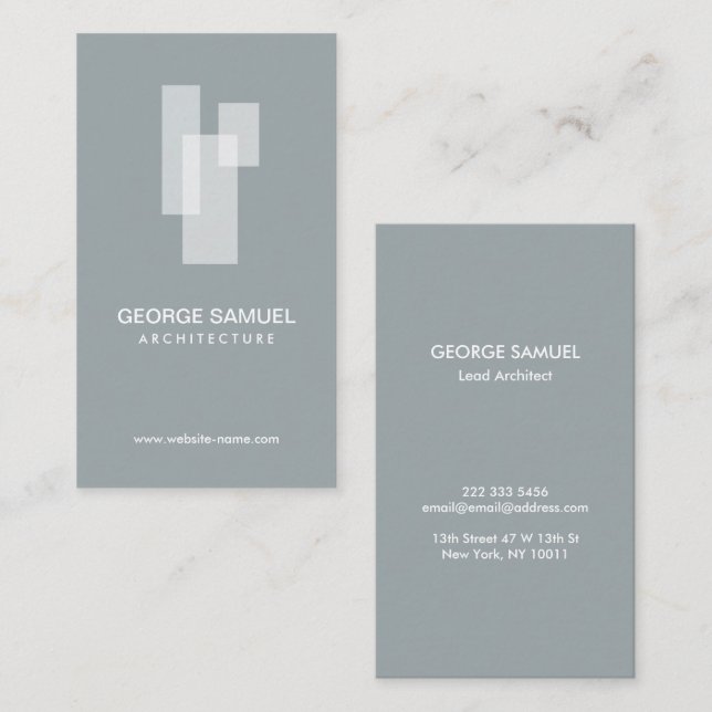 Modern Architectural Blocks Logo White/Slate  Visitkort (Fram/baksida)