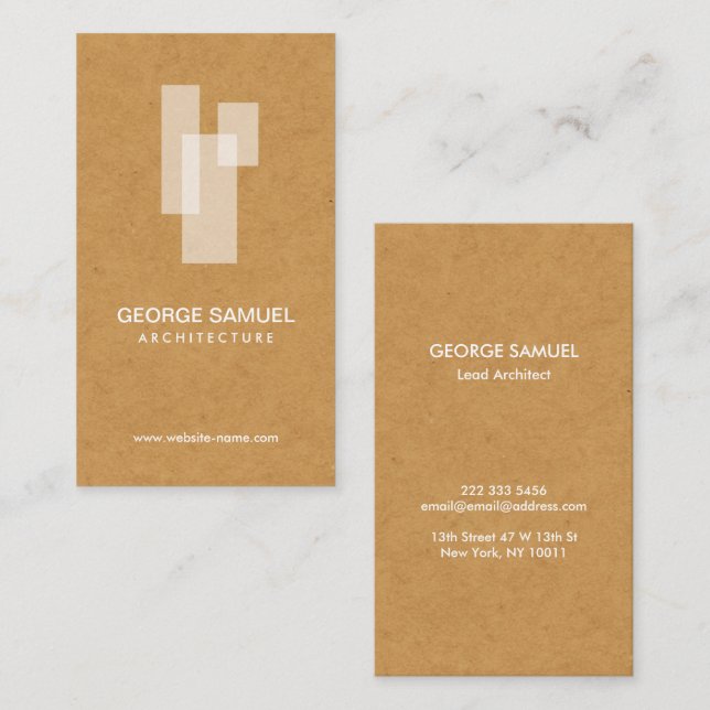 Modern Architectural Blocks Logo White/Tan  Visitkort (Fram/baksida)