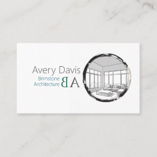 Modern Architectural Sketch Monogram Visitkort