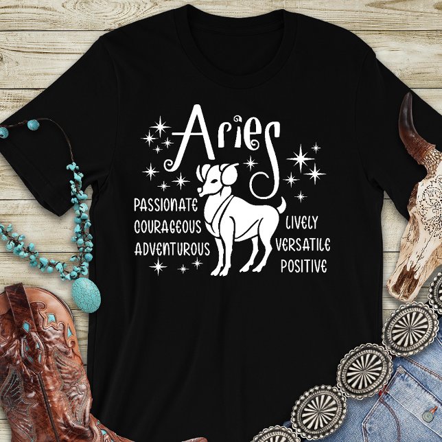 Modern Aries Zodiac Horoscope T-Shirt (Skapare uppladdad)