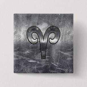 Modern Aries Zodiac Sign Grunge Distress Stil Knapp
