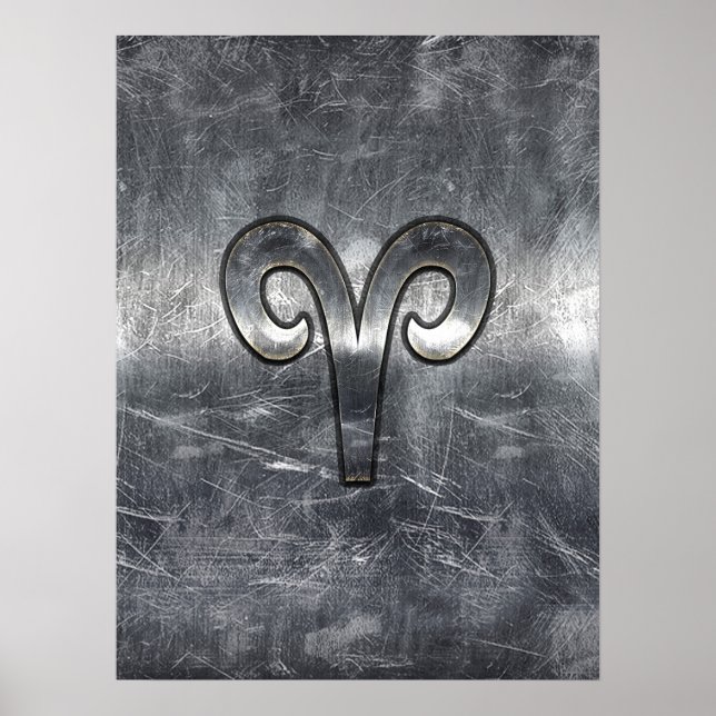 Modern Aries Zodiac Sign Grunge Distress Stil Poster (Framsidan)