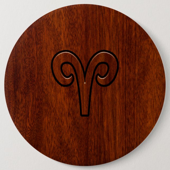 Modern Aries Zodiac Symbol på Mahogany som print Knapp (Framsida)