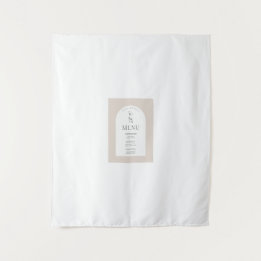 Modern Ark Bröllopsmeny – Minimalistisk Beige Blom
