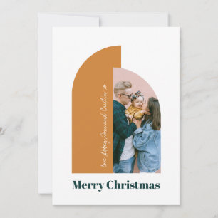 Modern Ark Gul God Jul Familjefoto Julkort