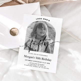 Modern Ark Minimalistisk Foto 50-årsdag Inbjudningar