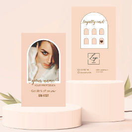 Modern ark pink foto logotyp med script lojalitetskort